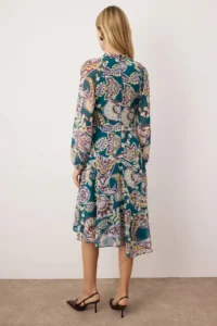 TRENDYOLMİLLA Green-Multicolored Midi Siphon Lined Weaving Dress - Image 5