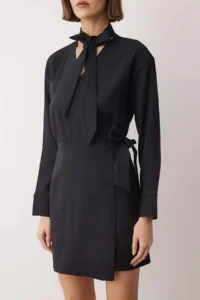 TRENDYOLMİLLA Black Plain Short / Mini Weaving Dress - Image 2