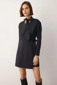 TRENDYOLMİLLA Black Plain Short / Mini Weaving Dress - Image 3