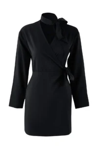 TRENDYOLMİLLA Black Plain Short / Mini Weaving Dress - Image 5