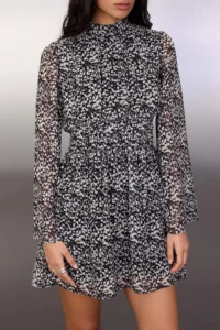 TRENDYOLMİLLA Black Geometric Patterned Skirt Opened at Waist Siphon Short / Mini Weaving Dress - Image 3