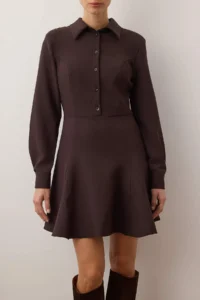 TRENDYOLMİLLA Dark Brown Mini Weaving Dress - Image 3