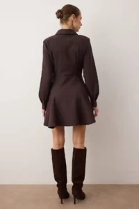 TRENDYOLMİLLA Dark Brown Mini Weaving Dress - Image 4
