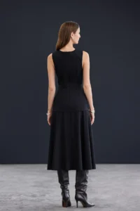 TRENDYOLMİLLA Trendyol Studio Black Midi Flexible Weaving Dress - Image 7