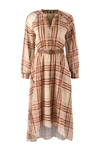 TRENDYOLMİLLA Multicolored Plaid / Checkered Arched Midi Lined Weaving Dress - Image 5