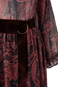 TRENDYOLMİLLA Multicolored Shawl Patterned Suede Arched Maxi Lined Weaving Dress - Image 6