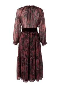 TRENDYOLMİLLA Multicolored Shawl Patterned Suede Arched Maxi Lined Weaving Dress - Image 7