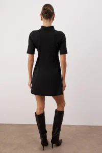 TRENDYOLMİLLA Black Dog collar Belt Detailed skater/Waisted Short / Mini Knitting Dress - Image 4