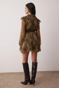 TRENDYOLMİLLA Brown Arched animals Arched Short / Mini  Weaving Dress - Image 4