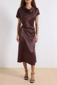 TRENDYOLMİLLA Brown Accessory Detailed Midi  Weaving Dress - Image 3