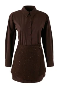 TRENDYOLMİLLA Brown Plain Short / Mini  Weaving Dress - Image 5