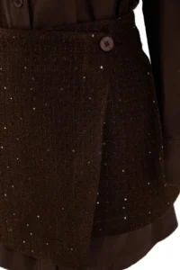 TRENDYOLMİLLA Brown Plain Short / Mini  Weaving Dress - Image 6