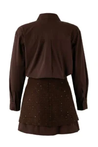 TRENDYOLMİLLA Brown Plain Short / Mini  Weaving Dress - Image 7