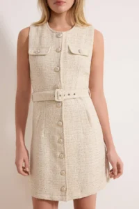TRENDYOLMİLLA Ecru buttoned Short / Mini  Weaving Dress - Image 3