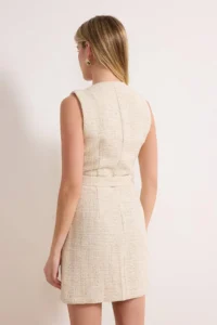 TRENDYOLMİLLA Ecru buttoned Short / Mini  Weaving Dress - Image 4