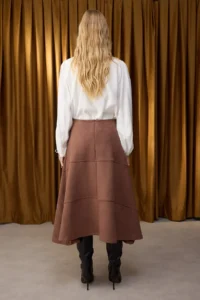 TRENDYOLMİLLA Special Collection Brown A Line/flared Midi Suede Knitting Skirt - Image 4