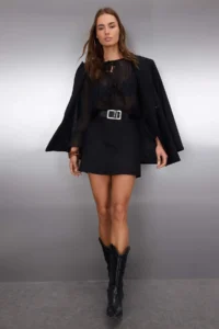 TRENDYOLMİLLA Black A-line/Life Opening Mini Knitting Skirt - Image 2