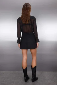TRENDYOLMİLLA Black A-line/Life Opening Mini Knitting Skirt - Image 4