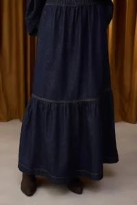 TRENDYOLMiLLA Special Collection Dark Blue Maxi with flywheel Elastic Waist denim Skirt - Image 6