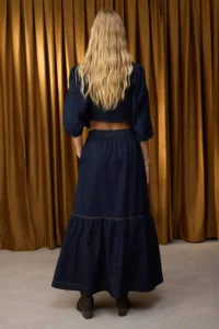 TRENDYOLMiLLA Special Collection Dark Blue Maxi with flywheel Elastic Waist denim Skirt - Image 7