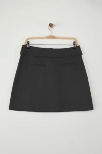 TRENDYOLMiLLA Teen Anthracite Waist Detailed Wide Pleated Weaving Mini Skirt - Image 7