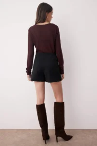 TRENDYOLMİLLA Black Zippered Asymmetric Detailed bodycone/Fitting Knitting Flexible Mini Shorts Skirt - Image 8