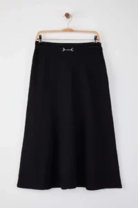 TRENDYOLMiLLA Wardrobe Essentials – Black Arched Maxi denim Skirt |