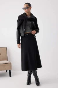 TRENDYOLMiLLA Wardrobe Essentials – Black Arched Maxi denim Skirt | - Image 2