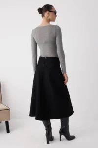 TRENDYOLMiLLA Wardrobe Essentials – Black Arched Maxi denim Skirt | - Image 5