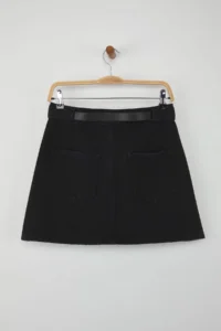 TRENDYOLMiLLA More Sustainable Black More Sustainable Belt Detailed Denim Skirt - Image 11