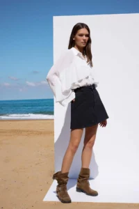 TRENDYOLMiLLA More Sustainable Black More Sustainable Belt Detailed Denim Skirt - Image 2