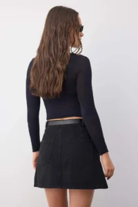 TRENDYOLMiLLA More Sustainable Black More Sustainable Belt Detailed Denim Skirt - Image 8