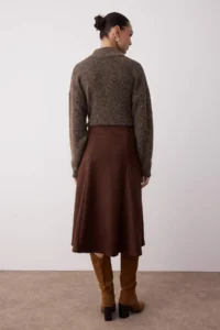 TRENDYOLMiLLA Brown A-Kesim/Life Weaving Suede Midi Skirt - Image 4