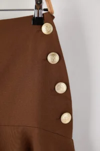 TRENDYOLMiLLA Dark Brown Button Detailed Midi Size Gabardine Cotton flared Skirt - Image 6