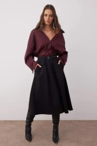 TRENDYOLMiLLA Black Arched Weaving flared Midi Skirt - Image 2