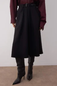 TRENDYOLMiLLA Black Arched Weaving flared Midi Skirt - Image 3