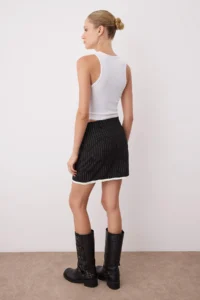 TRENDYOLMiLLA Black Striped Mini Weaving Skirt - Image 5