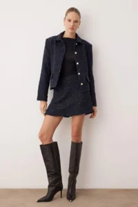 TRENDYOLMiLLA Navy Blue Simli Tweed Chic Shorts & Bermuda