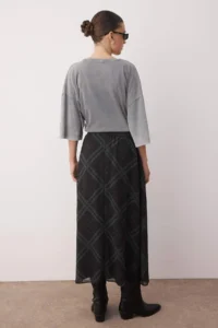 TRENDYOLMiLLA Black Siphon Checkered Lined LONG Skirt - Image 5