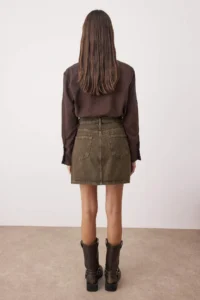 TRENDYOLMiLLA Khaki Mini Basic denim Skirt - Image 4