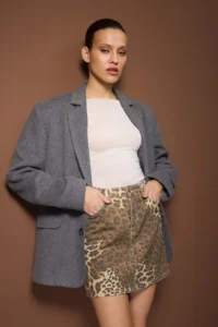 TRENDYOLMiLLA Multicolored Leopard Patterned Mini denim Skirt