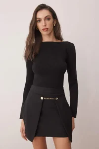 TRENDYOLMiLLA Black Accessory Detailed Weaving Mini Skirt - Image 2