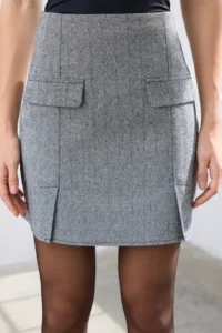 TRENDYOLMiLLA Anthracite herringbone Weaving Mini Skirt - Image 3