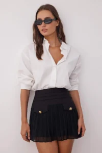 TRENDYOLMiLLA Black Lined pleated Weaving Mini Siphon Skirt - Image 2