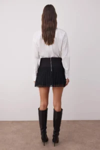 TRENDYOLMiLLA Black Lined pleated Weaving Mini Siphon Skirt - Image 4