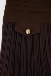 TRENDYOLMiLLA Brown Lined pleated Weaving Mini Siphon Skirt - Image 7