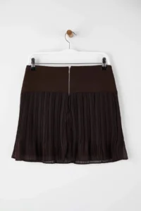 TRENDYOLMiLLA Brown Lined pleated Weaving Mini Siphon Skirt - Image 8
