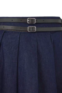 TRENDYOLMiLLA Dark Blue pleated Belt Detailed Denim Skirt - Image 6