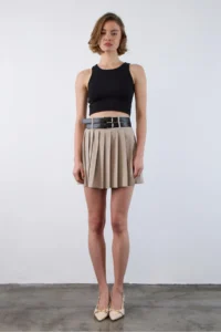 TRENDYOLMİLLA Stone Double Arched pleated Mini Weaving Skirt - Image 3