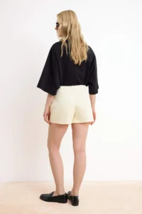 TRENDYOLMiLLA Ecru Belt Detailed Mini Denim Shorts Skirt - Image 4